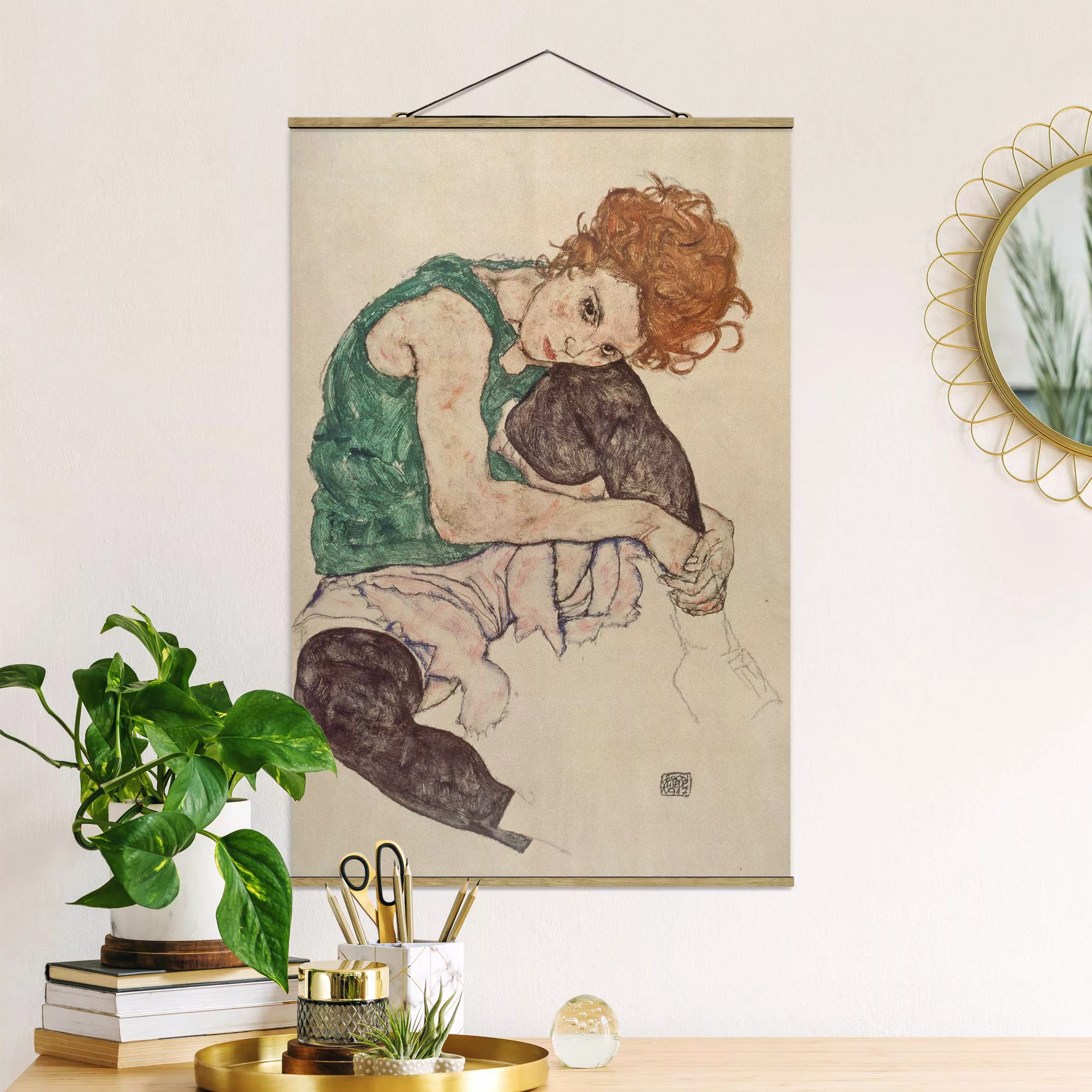 home24 Stoffbild Egon Schiele Sitzende Frau günstig online kaufen