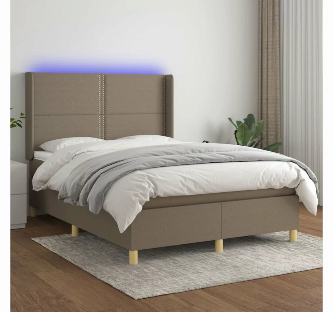 vidaXL Boxspringbett Bett Boxspringbett mit Matratze und LED Stoff (140 x 1 günstig online kaufen