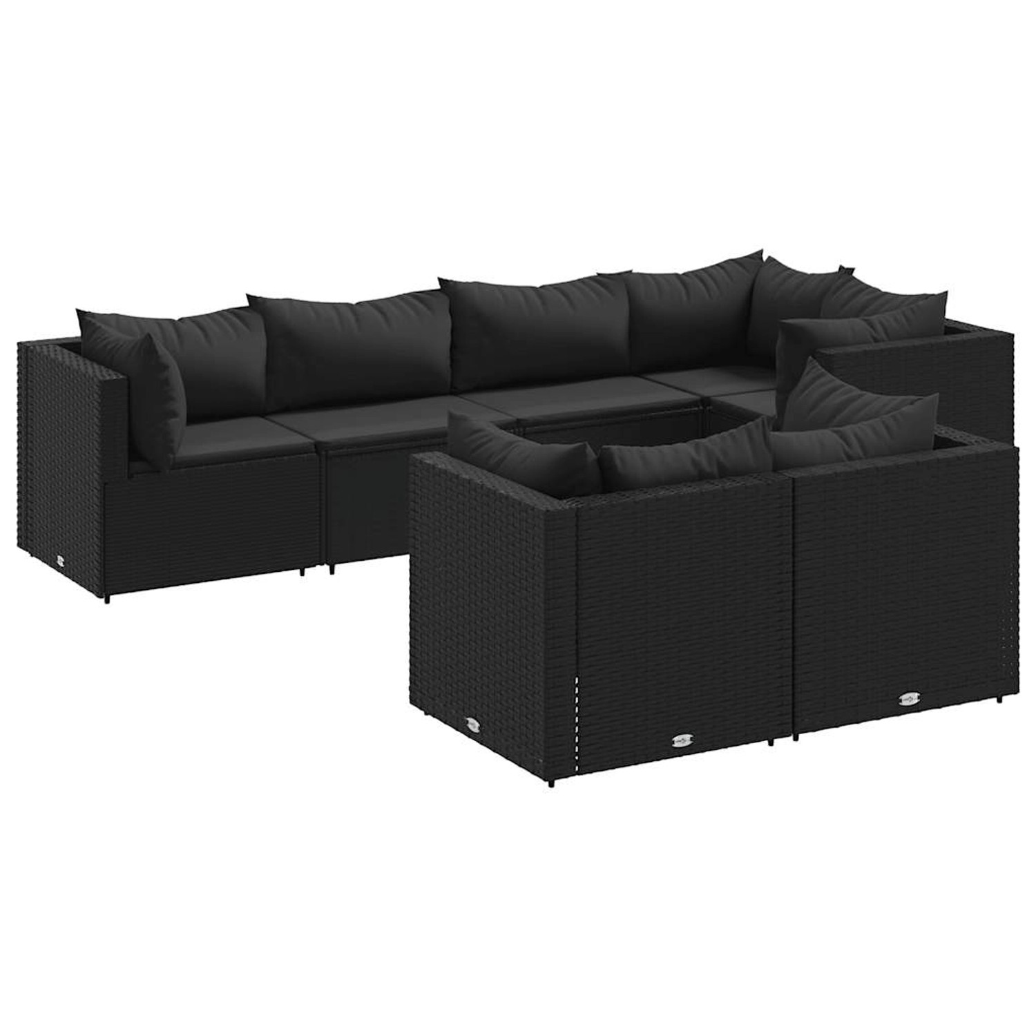 vidaXL 7-tlg Garten-Lounge-Set mit Kissen Schwarz Poly Rattan Modell 35 günstig online kaufen