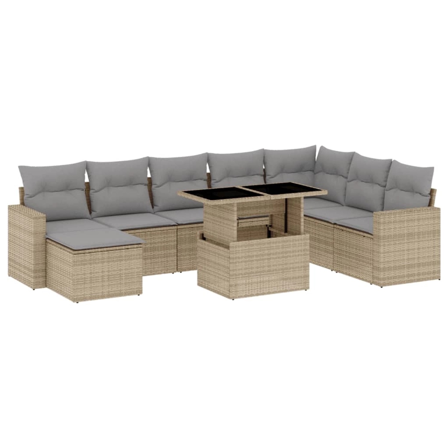 vidaXL 9-tlg Garten-Sofagarnitur mit Kissen Beige Poly Rattan Modell 246 günstig online kaufen