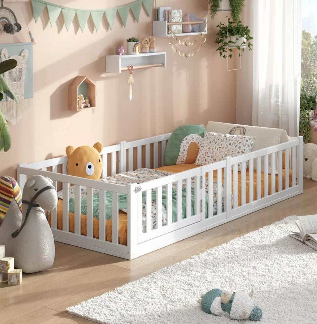 Alavya Home® Kinderbett Bodenbett "TITAN" mit Tür- aus Buchenholz, Bodenbet günstig online kaufen