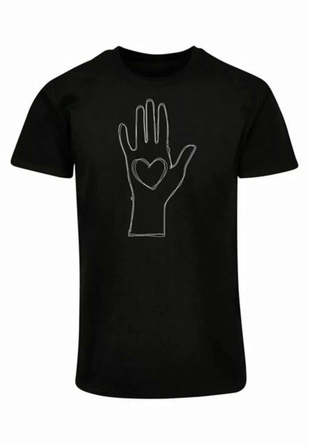 Merchcode T-Shirt Merchcode Herren Peace - Scribble Hand Heart Black Basic günstig online kaufen
