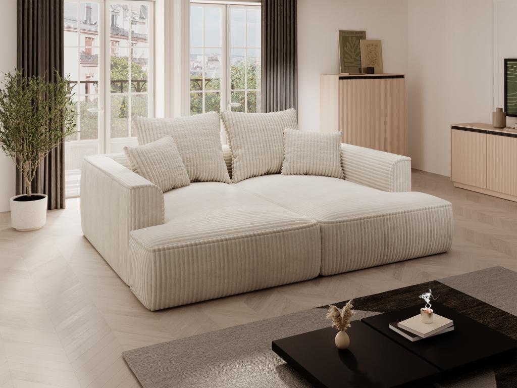 Sofa 3-Sitzer - tiefe Komfortsitzfläche - grob gerippter Cord - Beige - PIN günstig online kaufen