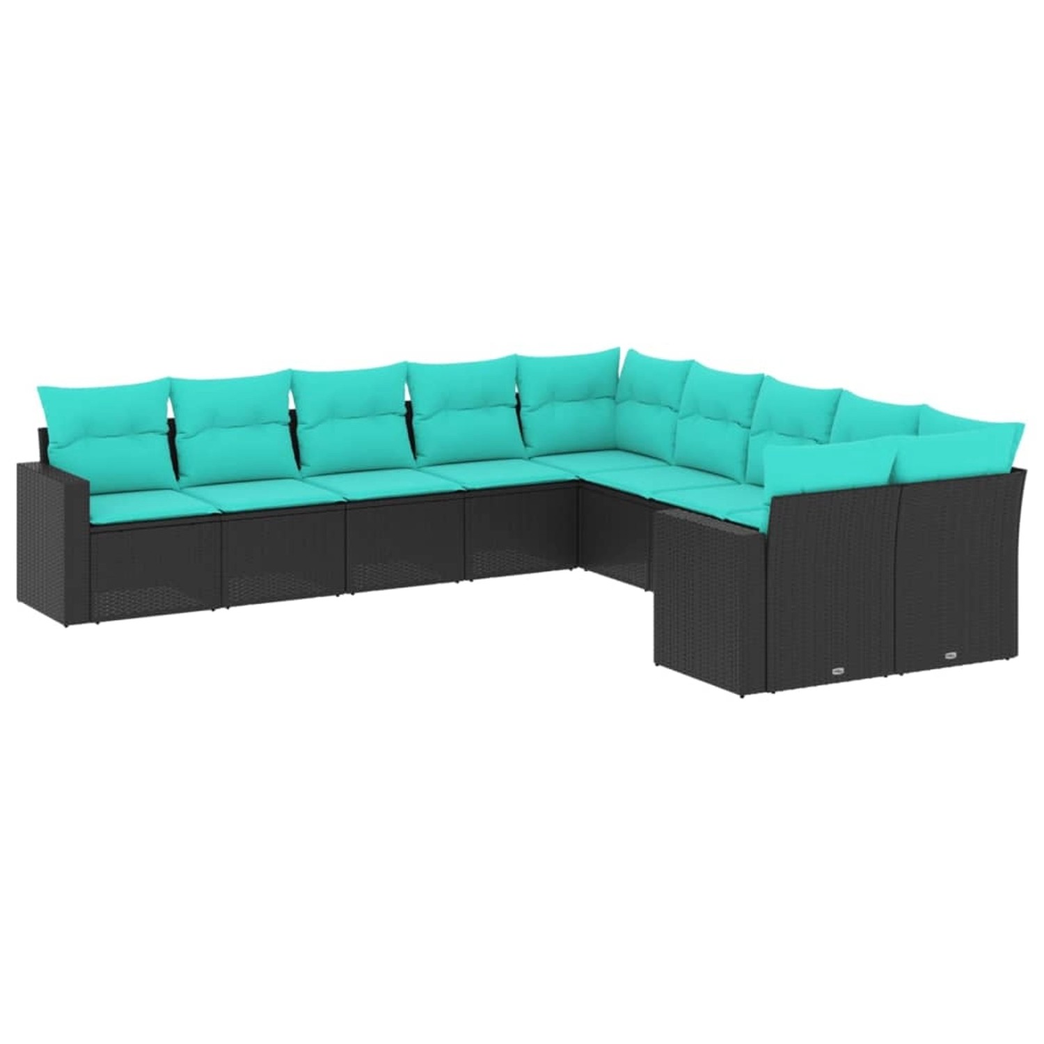 vidaXL 10-Tlg Garten-Sofagarnitur mit Kissen Schwarz Poly Rattan 3219497 günstig online kaufen