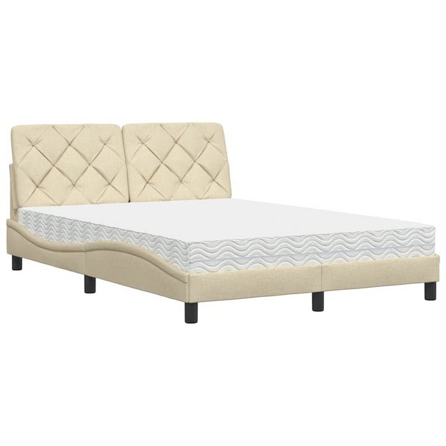 vidaXL Bett Bett mit Matratze Creme 140x200 cm Stoff günstig online kaufen