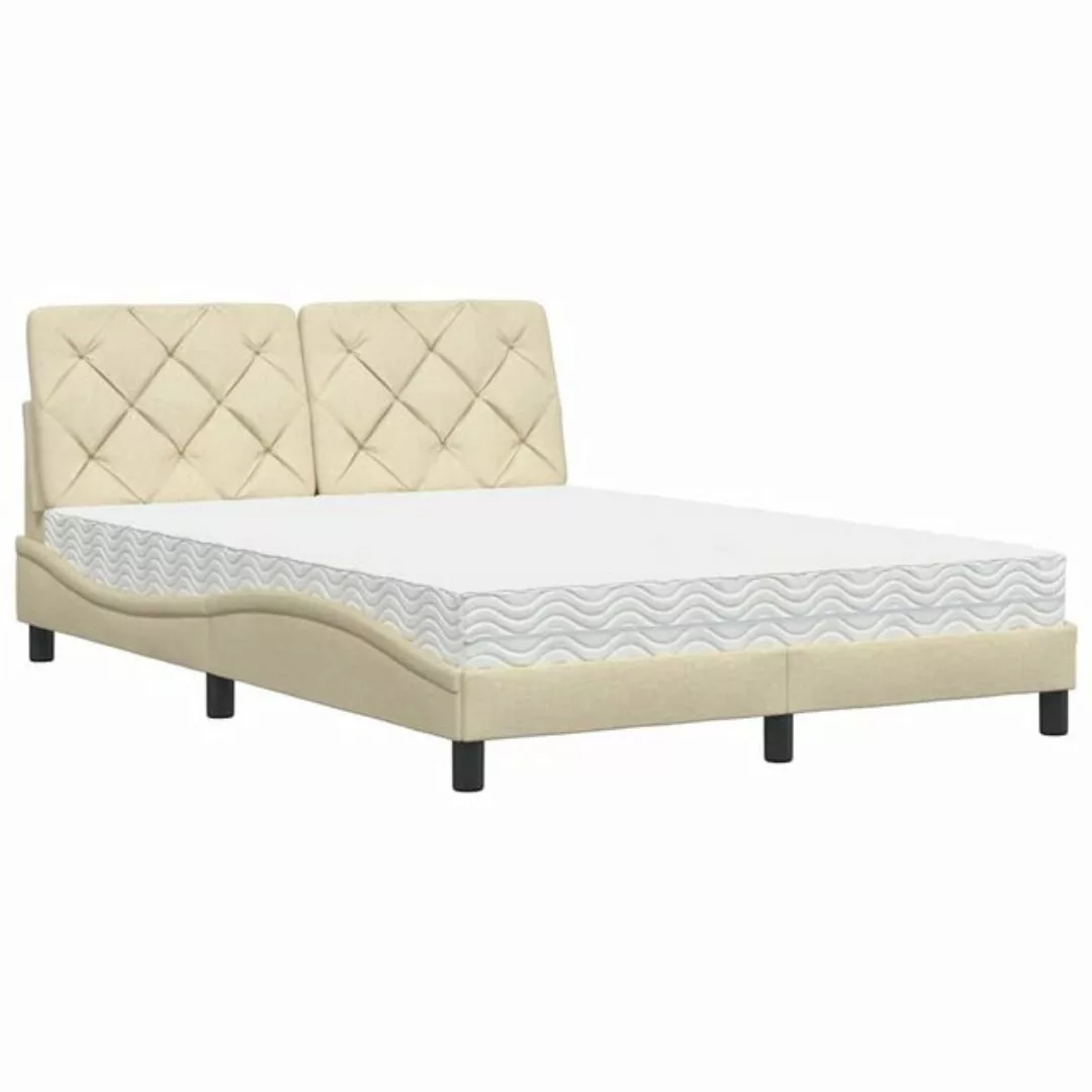 vidaXL Bett Bett mit Matratze Creme 140x200 cm Stoff günstig online kaufen