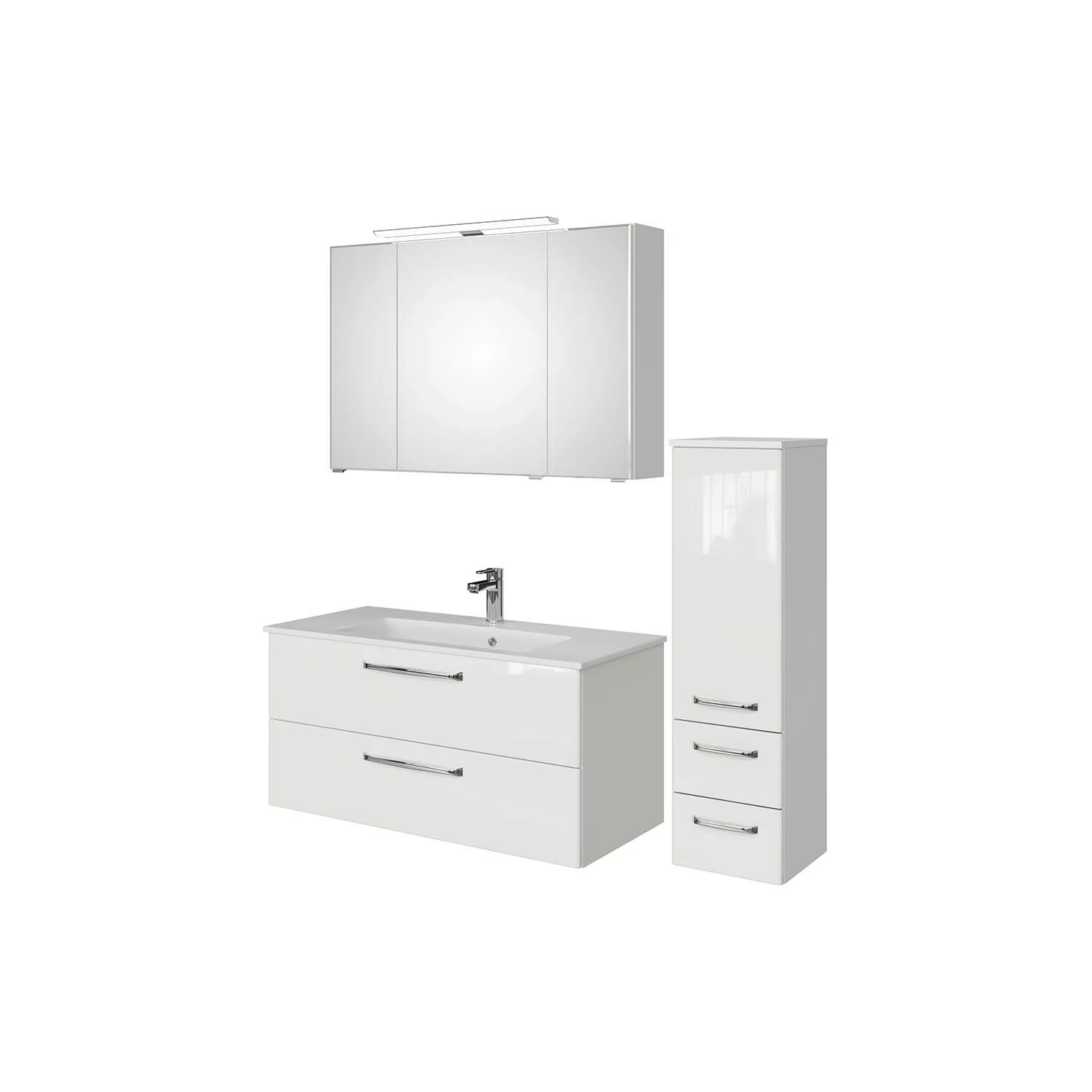 Badezimmer Set inkl. LED Beleuchtung und Mineralmarmor Waschbecken TRENTO-6 günstig online kaufen