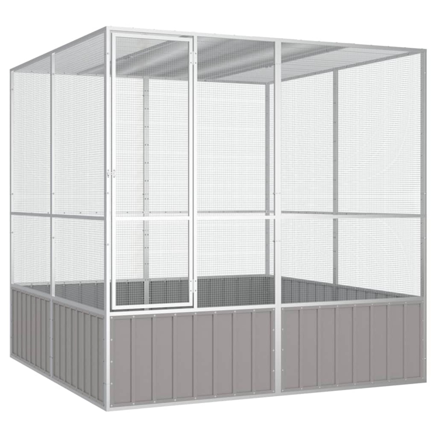 vidaXL Vogelkäfig Grau 213,5x217,5x211,5 cm Verzinkter Stahl günstig online kaufen