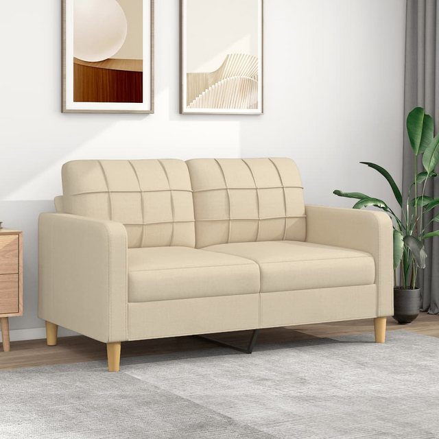 vidaXL Sofa 2-Sitzer-Sofa Creme 140 cm Stoff Couch günstig online kaufen