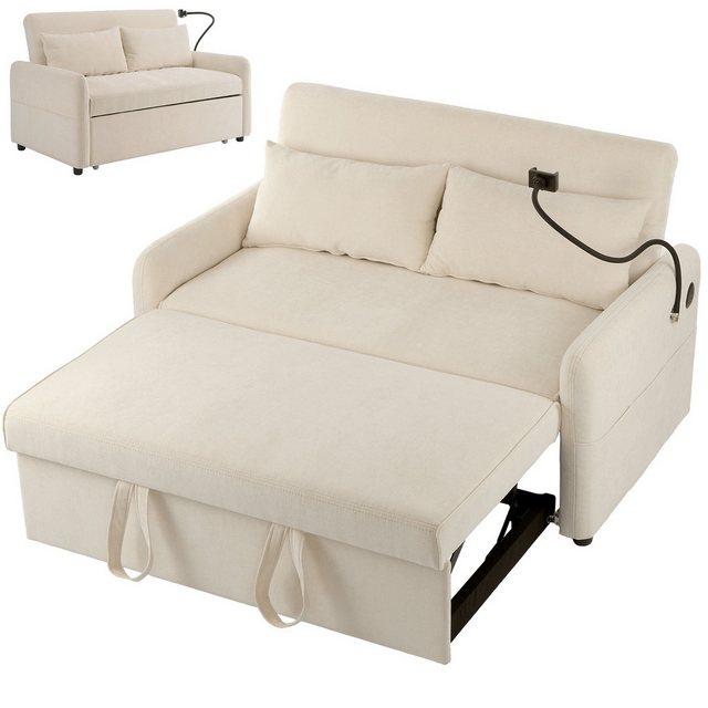 Yorbay Schlafsofa Modern Doppel-Klappschlafsofa mit USB-Lade, Handyhalter,S günstig online kaufen