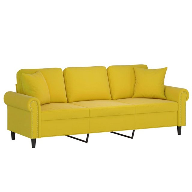 vidaXL Sofa 3-Sitzer-Sofa mit Zierkissen Gelb 180 cm Samt günstig online kaufen