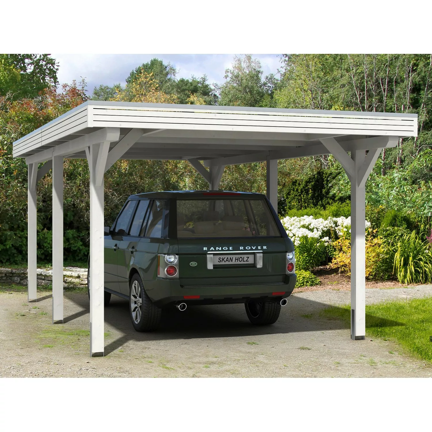 Skan Holz Carport Spessart 355 cm x 604 cm Weiß günstig online kaufen