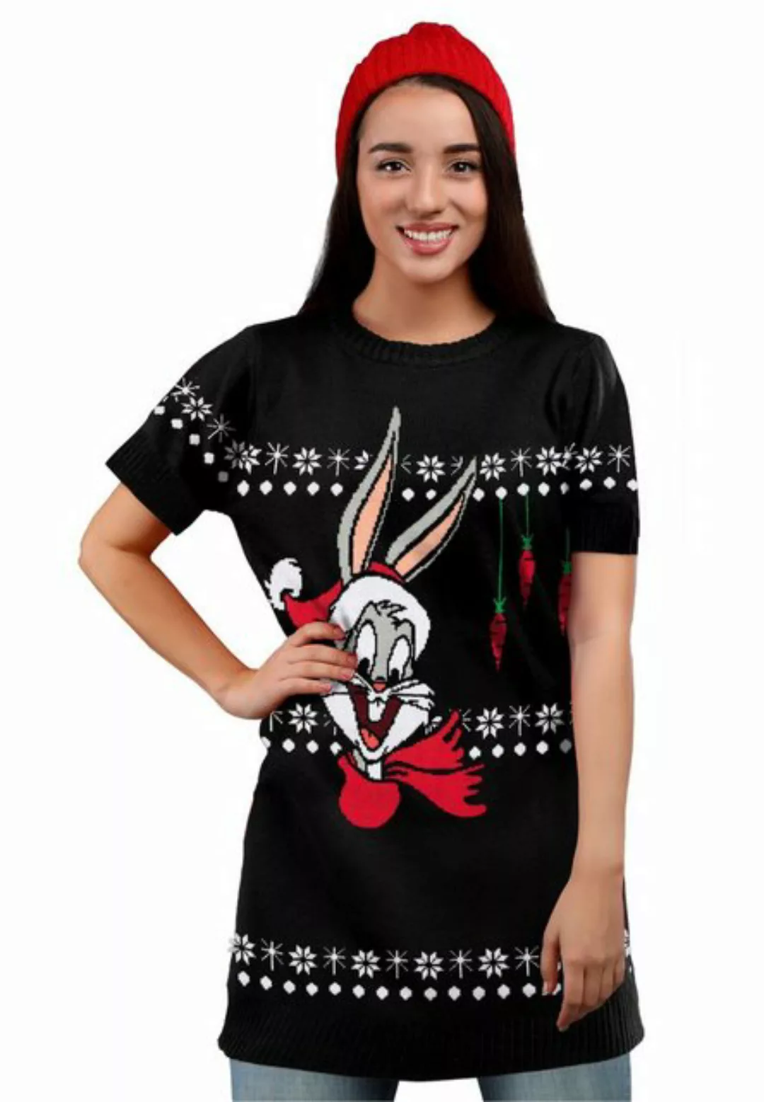 United Labels® Weihnachtspullover Looney Tunes Strickkleid für Damen - Bugs günstig online kaufen