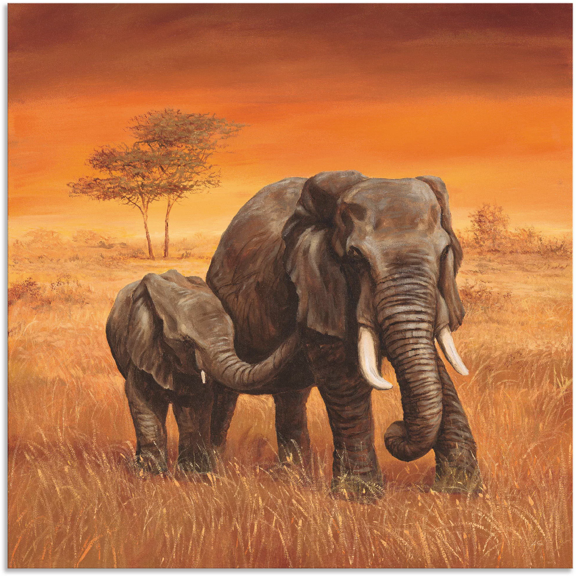 Artland Wandbild "Elefanten II", Wildtiere, (1 St.), als Alubild, Outdoorbi günstig online kaufen