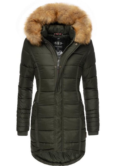 Navahoo Steppmantel Papaya hochwertiger Wintermantel m. edlem Fellimitat günstig online kaufen