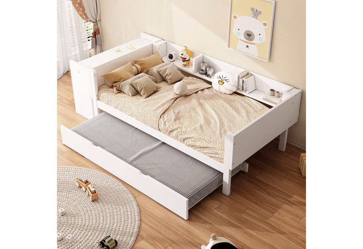 FUROKOY Kinderbett Einzelbett Funktionsbett Komplettbett 90x200cm mit auszi günstig online kaufen