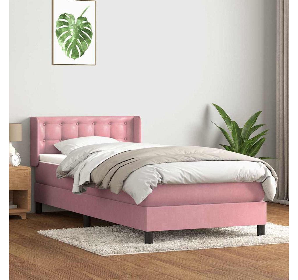 vidaXL Boxspringbett, Boxspringbett mit Matratze Rosa 90x220 cm Samt günstig online kaufen