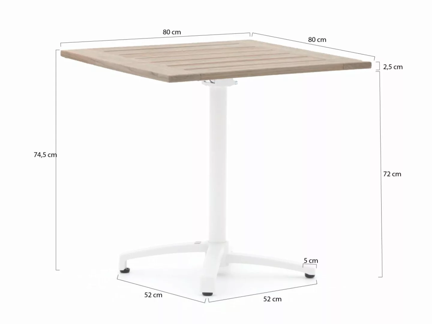 Bellagio Canzo Gartentisch klappbar 80x80x75 cm günstig online kaufen