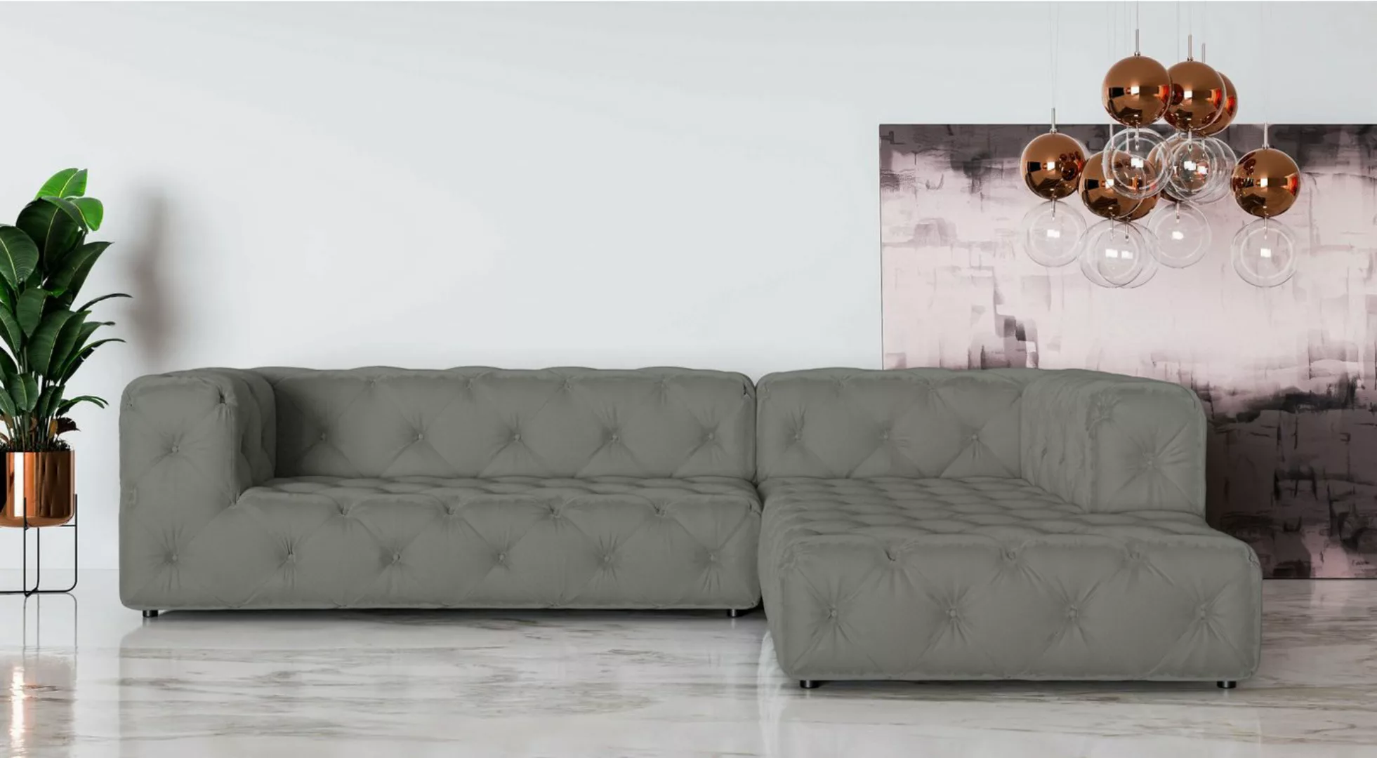 Places of Style Ecksofa FOLLINA, L-Form, mit klassischer Chesterfield-Knopf günstig online kaufen