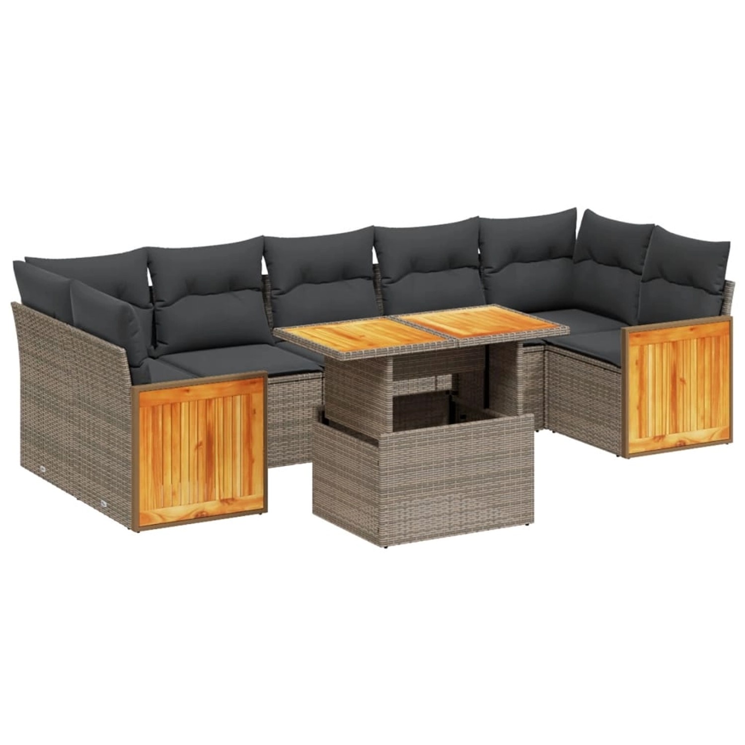 vidaXL 8-Tlg Garten-Sofagarnitur mit Kissen Grau Poly Rattan 3273874 günstig online kaufen