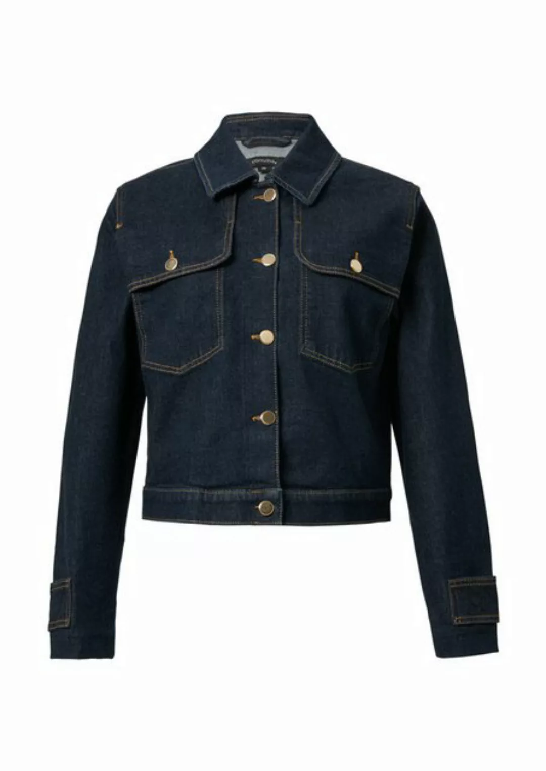 Comma Blusenblazer Kastige Denimjacke mit goldfarbenen Knöpfen günstig online kaufen