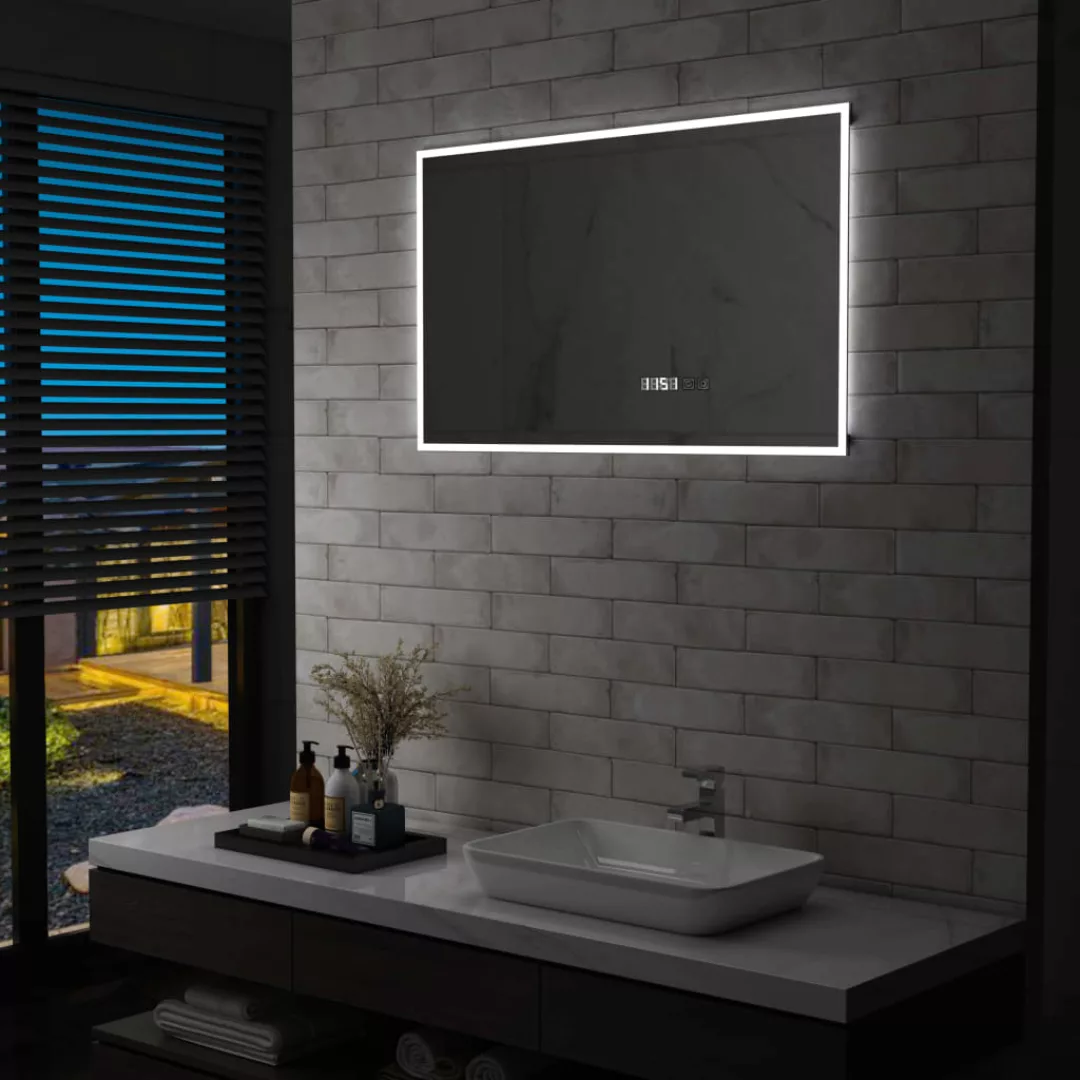 Led-badspiegel Mit Touch-sensor Und Zeitanzeige 100x60 Cm günstig online kaufen