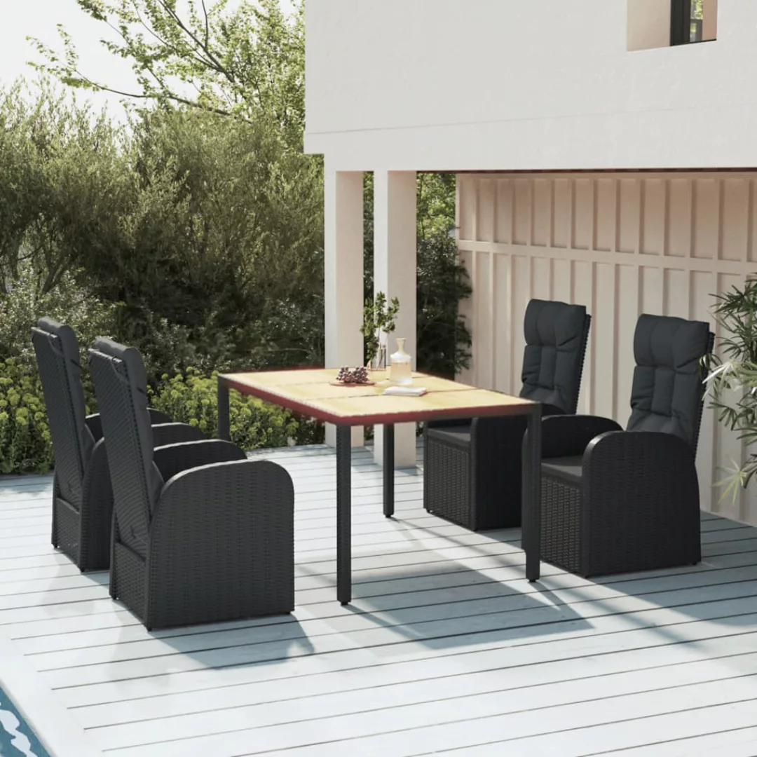 Vidaxl 5-tlg. Garten-essgruppe Mit Kissen Schwarz Poly Rattan günstig online kaufen