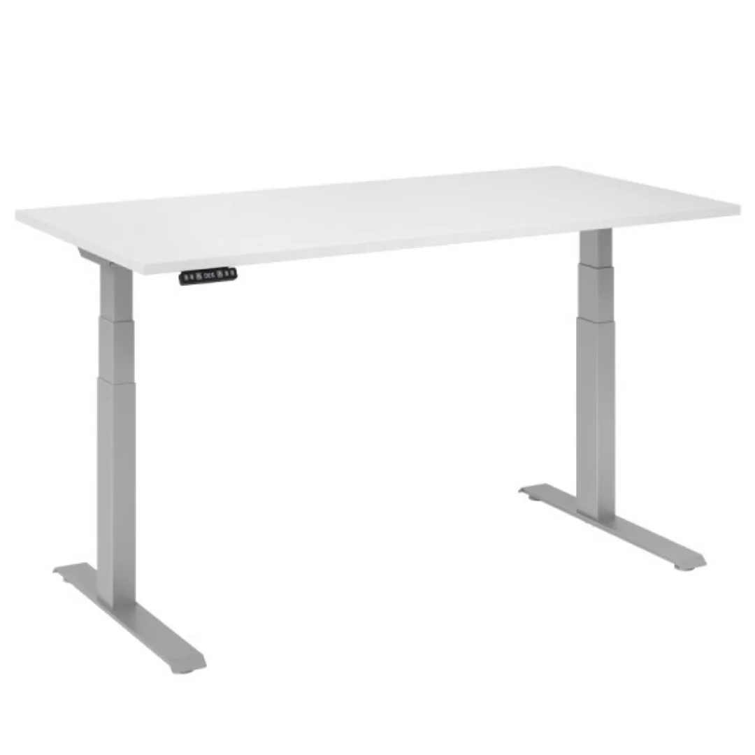 Schreibtisch RAPID elektrisch höhenverstellbar - Weiß - Silber günstig online kaufen