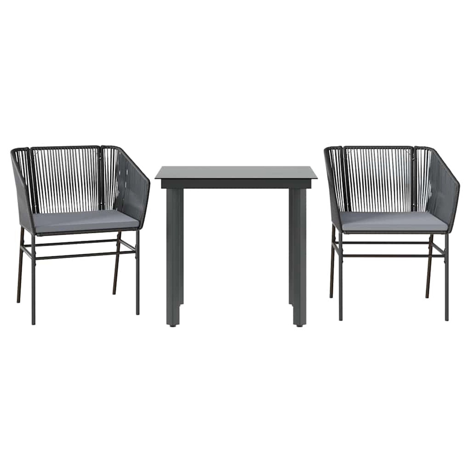 vidaXL 3-Tlg Garten-Essgruppe mit Kissen Schwarz Poly Rattan Glas 3334611 günstig online kaufen