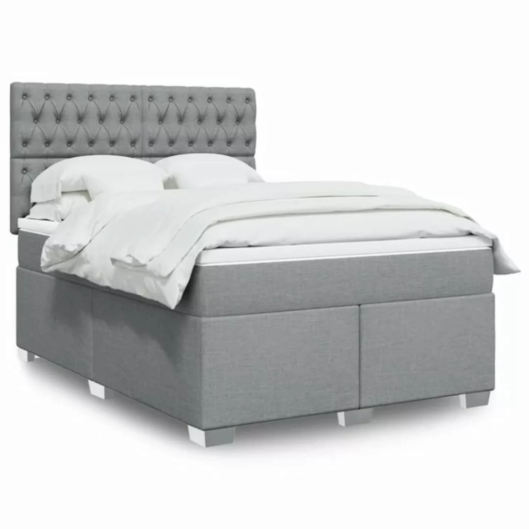 vidaXL Boxspringbett, Boxspringbett mit Matratze Hellgrau 140x190 cm Stoff günstig online kaufen