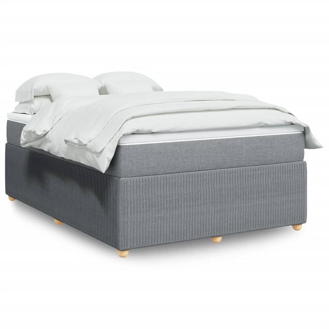 vidaXL Boxspringbett, Boxspringbett mit Matratze Hellgrau 140x190 cm Stoff günstig online kaufen