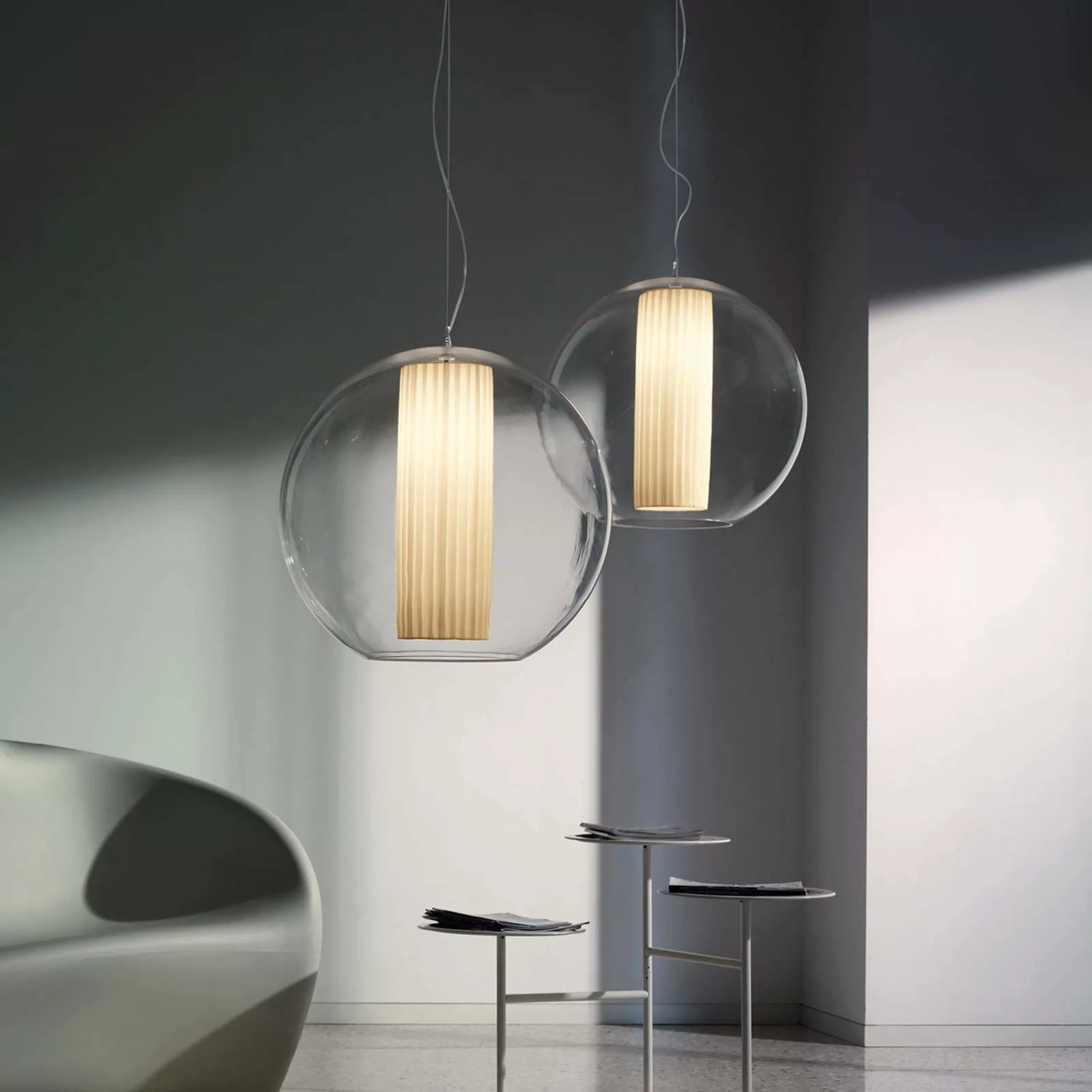 Modo Luce Bolla Hängelampe Stoff weiß Ø 50cm günstig online kaufen