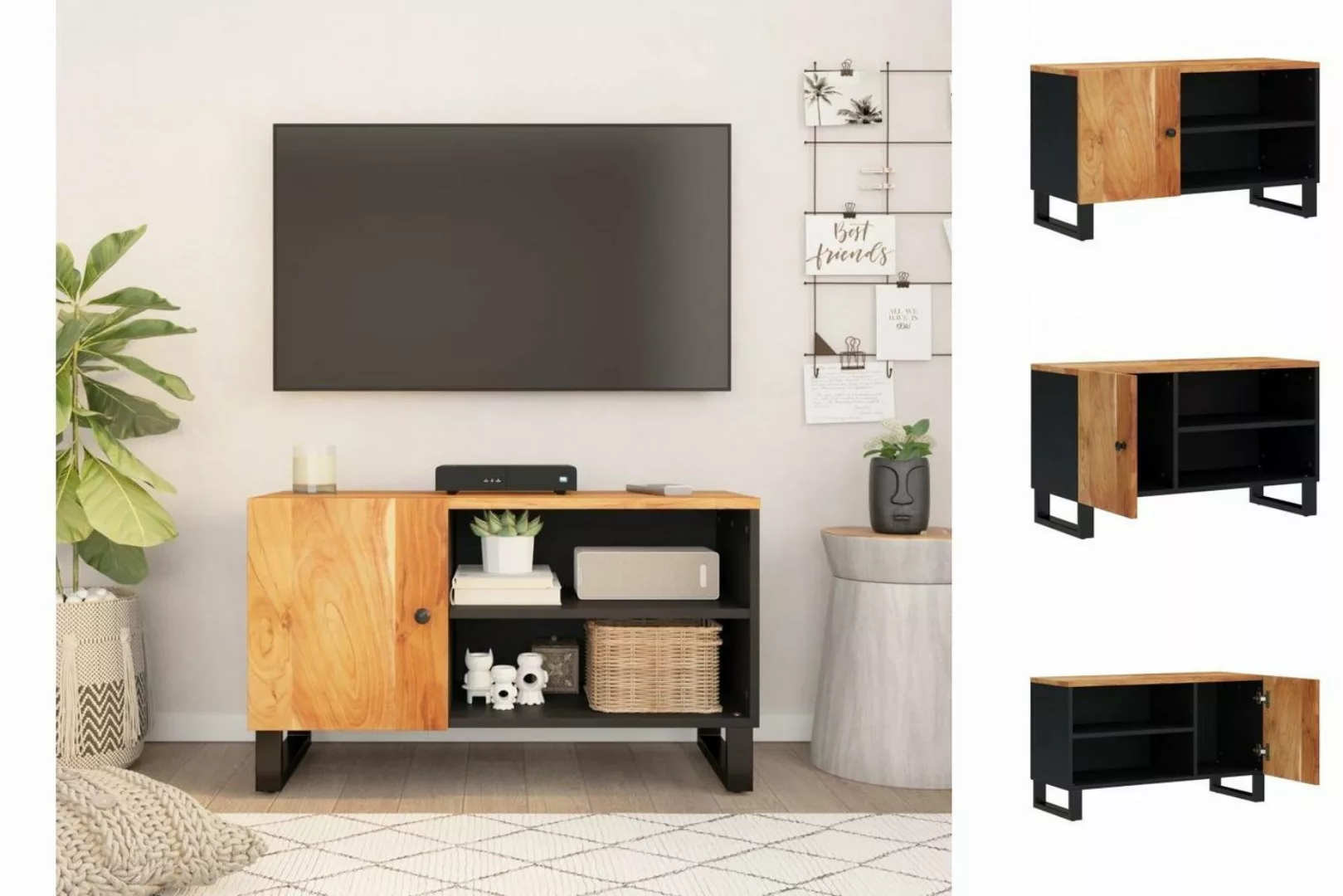 vidaXL TV-Schrank TV-Schrank 80x33x46 cm Massivholz Akazie & Holzwerkstoff günstig online kaufen