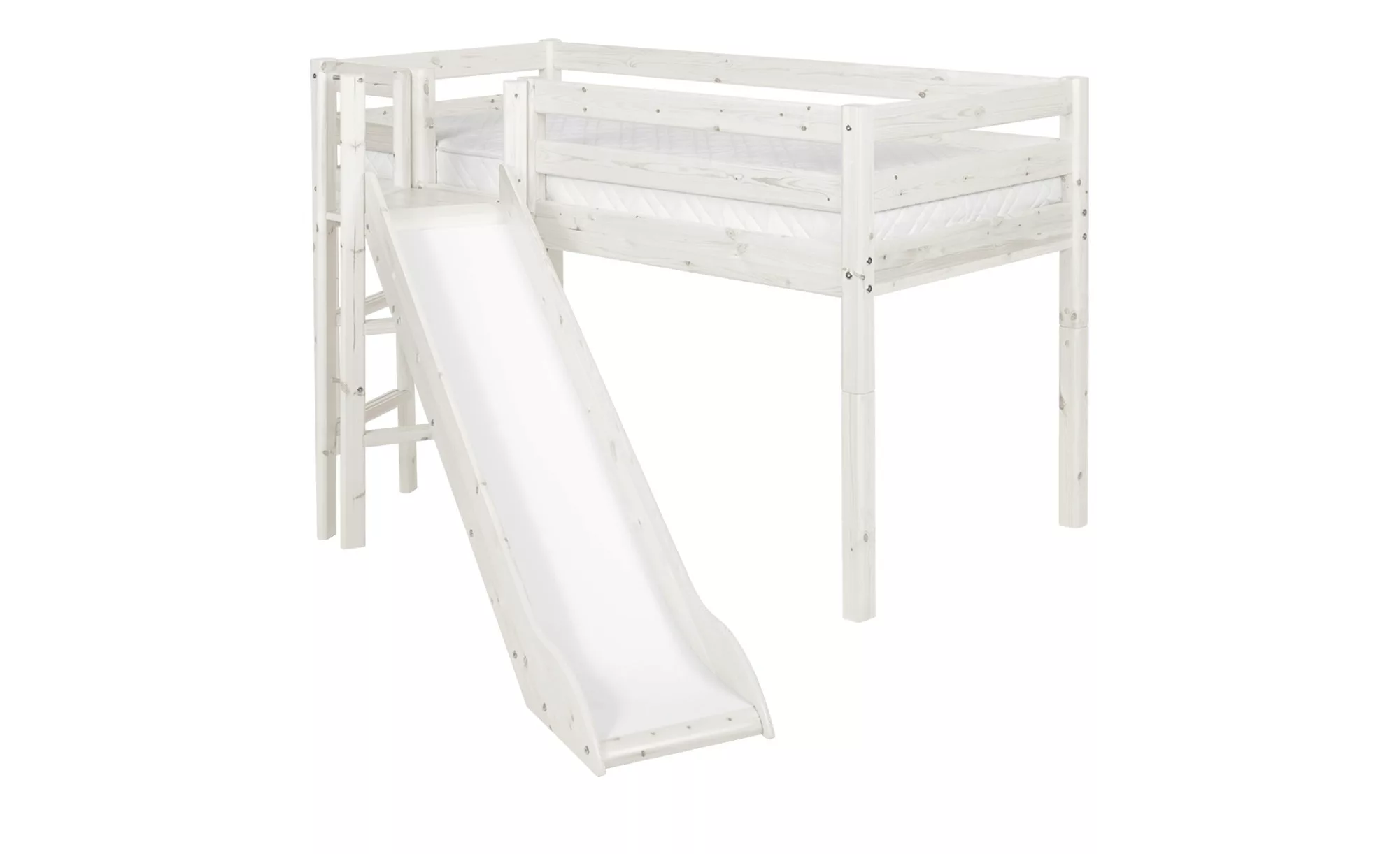 FLEXA Halbhohes Bett mit Rutsche  Flexa Classic - weiß - 174 cm - 120 cm - günstig online kaufen