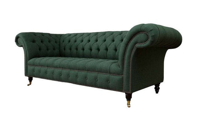 Xlmoebel Sofa Dreiseater Sofa Stoff Grün Polsterung Möbel Chesterfield Sofa günstig online kaufen