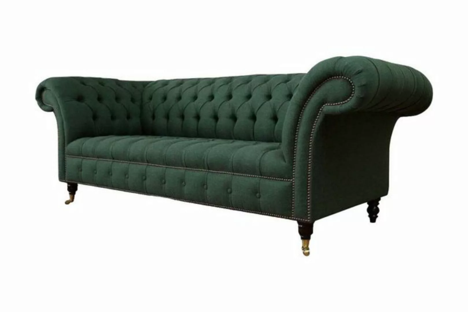 Xlmoebel Sofa Dreiseater Sofa Stoff Grün Polsterung Möbel Chesterfield Sofa günstig online kaufen