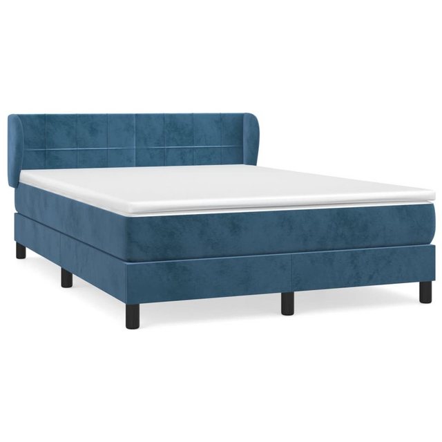 vidaXL Boxspringbett, Boxspringbett mit Matratze Dunkelblau 140x190 cm Samt günstig online kaufen