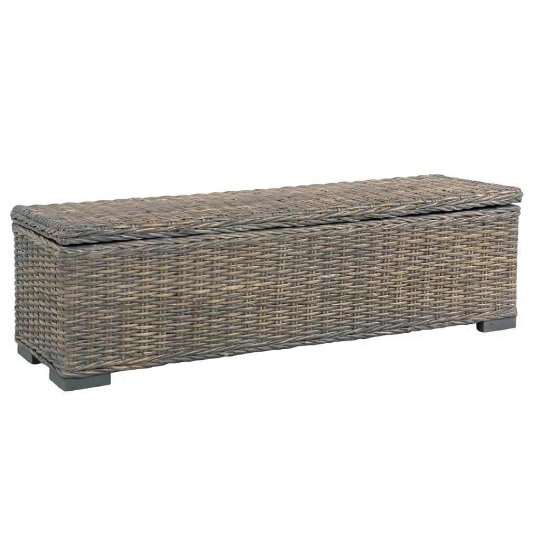 Aufbewahrungsbox 120 Cm Grau Kubu-rattan Und Massivholz Mango günstig online kaufen