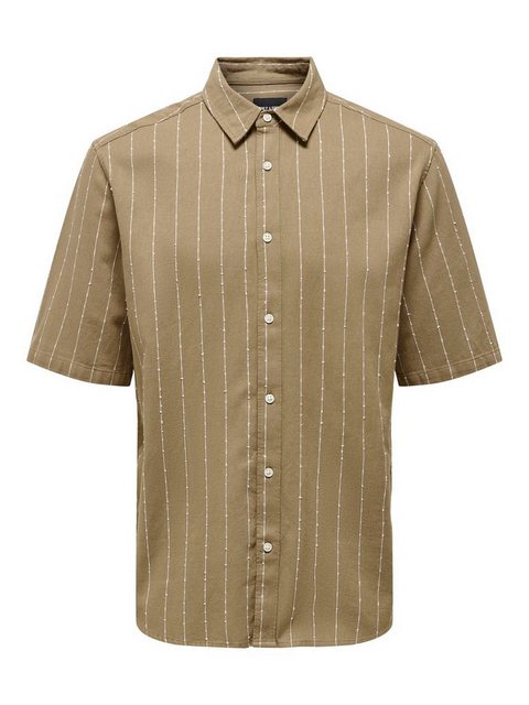 ONLY & SONS Kurzarmhemd Hemd Kurzarm mit Hemdkragen Bequem 7710 in Beige günstig online kaufen