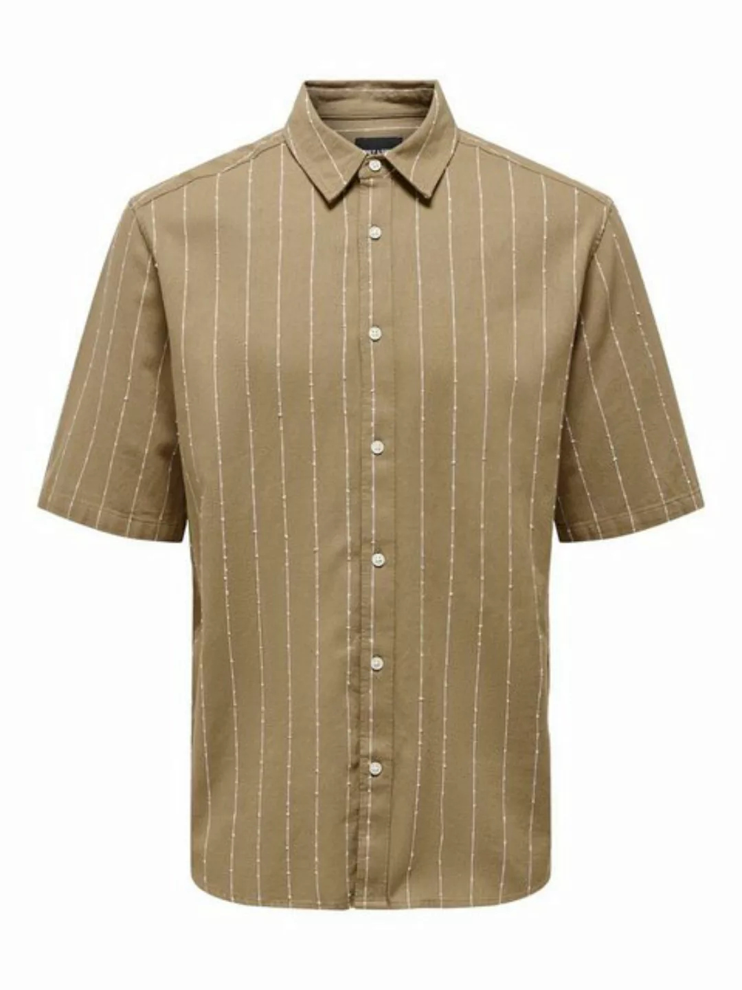 ONLY & SONS Kurzarmhemd Hemd Kurzarm mit Hemdkragen Bequem 7710 in Beige günstig online kaufen