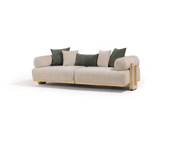 JVmoebel 3-Sitzer Beige Designer Dreisitzer Sofa Luxuriöse Wohnzimmer Moder günstig online kaufen