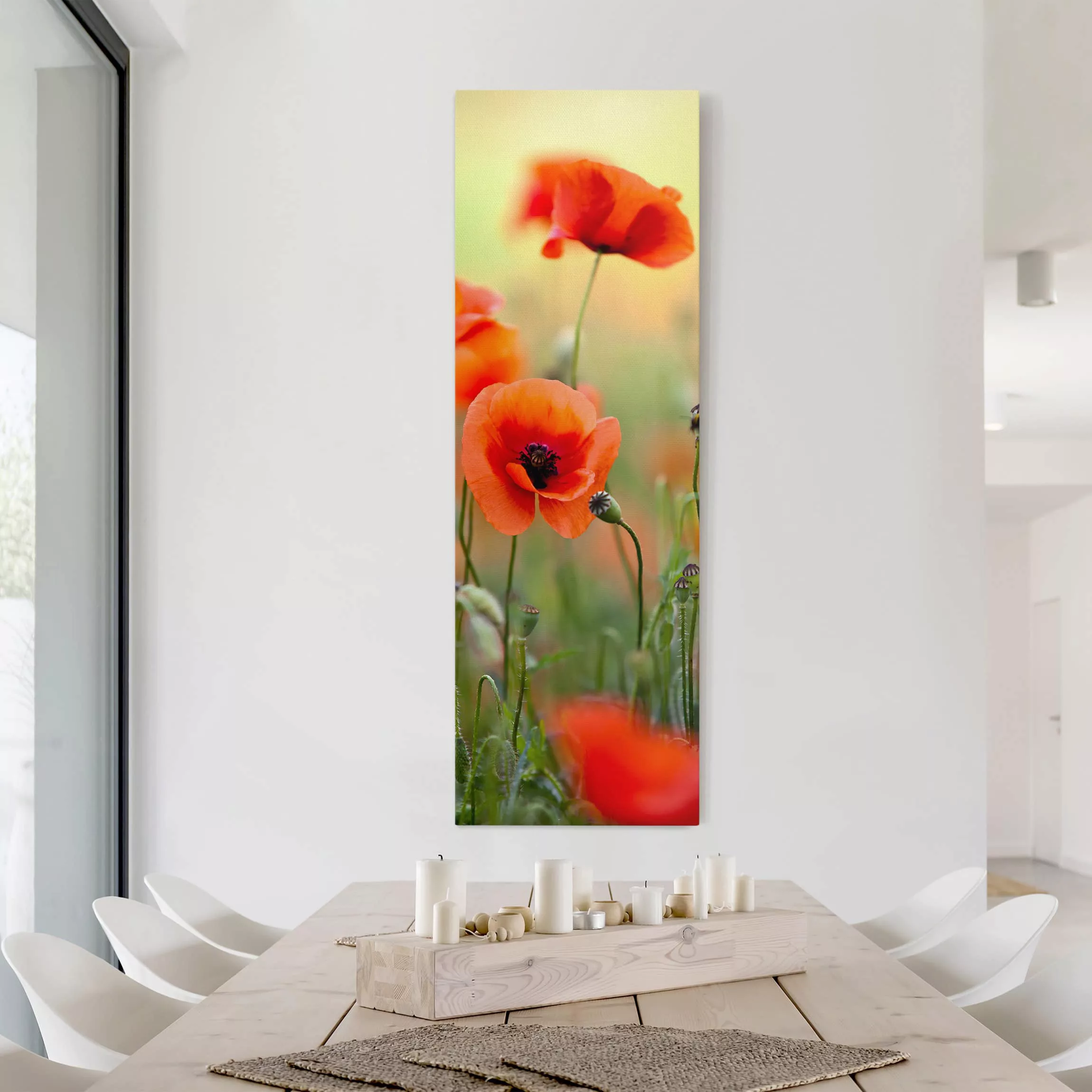 Leinwandbild Blumen - Hochformat Roter Sommermohn günstig online kaufen
