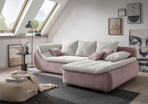 INOSIGN Ecksofa »Imola elegant und bequem, aktuelle Steppung im Sitz, L-For günstig online kaufen