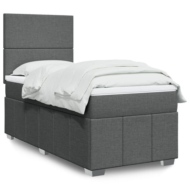 vidaXL Boxspringbett Boxspringbett mit Matratze Dunkelgrau 90x200 cm Stoff günstig online kaufen