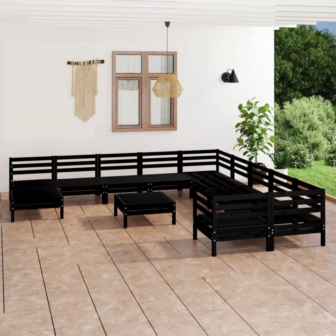 12-tlg. Garten-lounge-set Schwarz Massivholz Kiefer günstig online kaufen