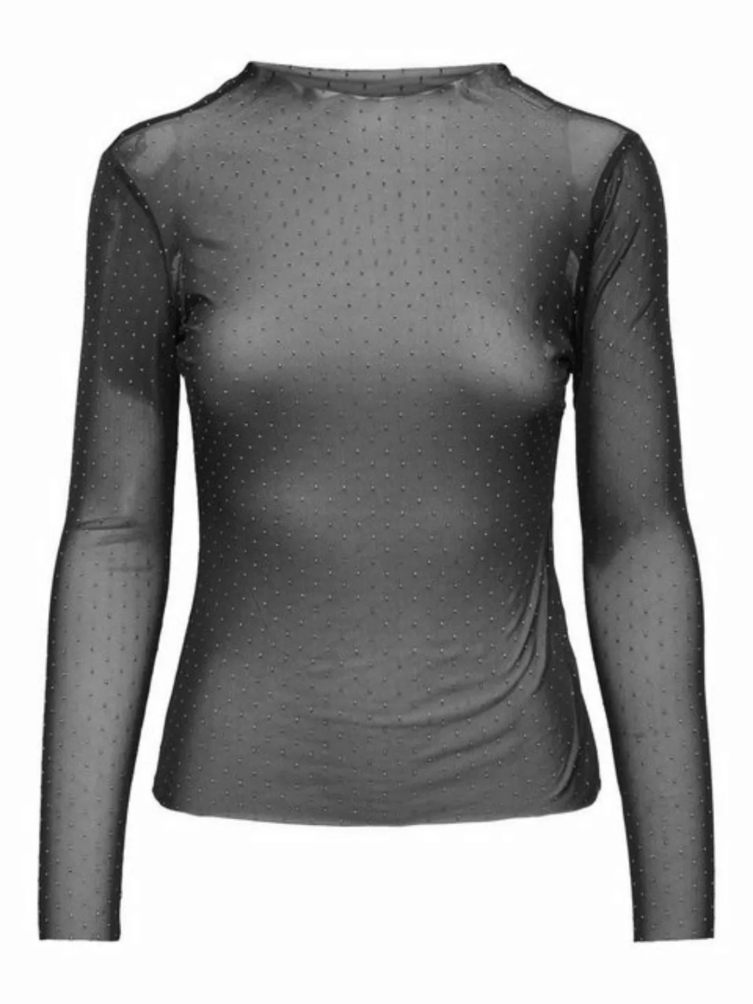 JDY Netzshirt - Meshtop langarm - Top mit Strass-Detail - Langarmshirt Mesh günstig online kaufen