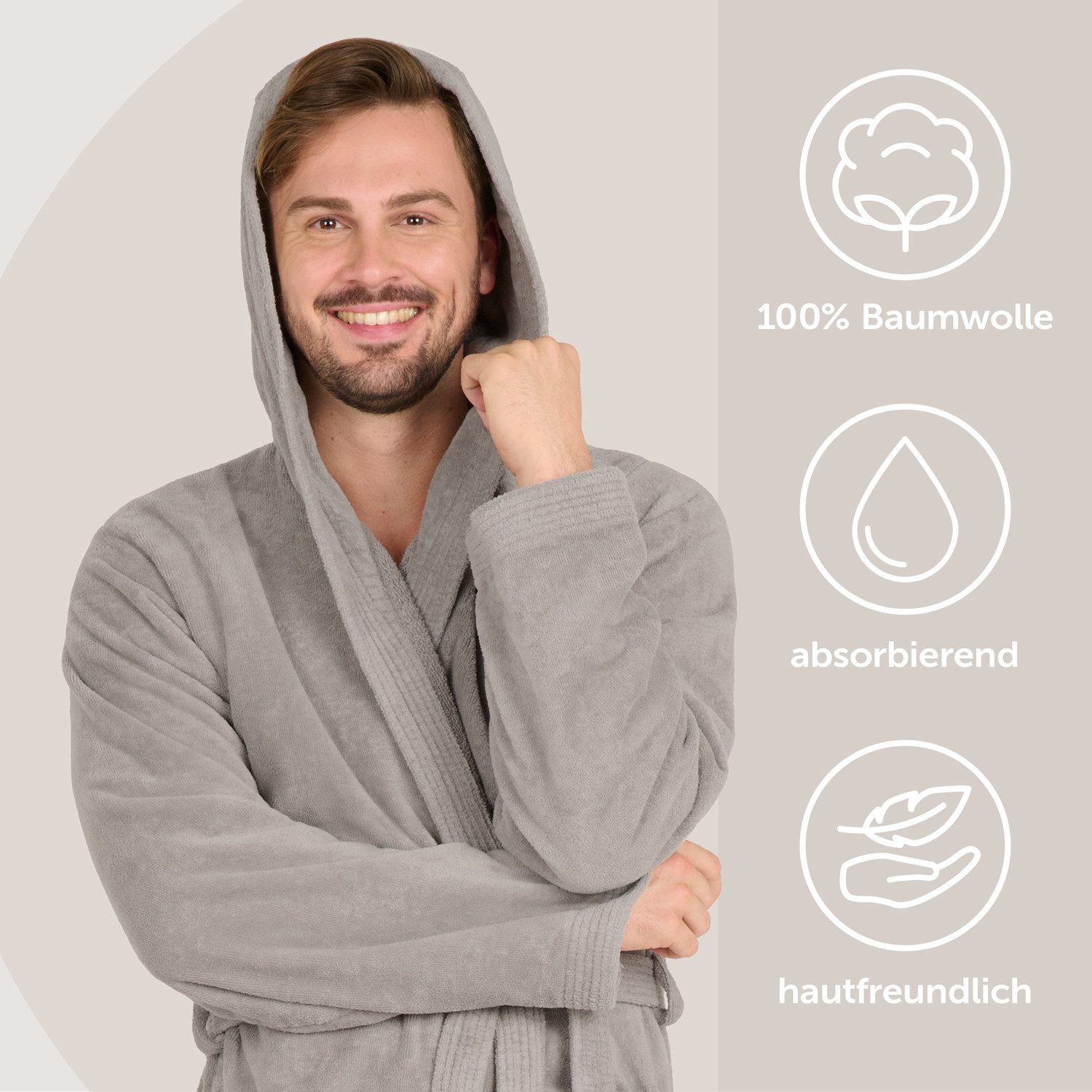 Blumtal Bademantel Herren, Baumwolle, mit gefütterter günstig online kaufen