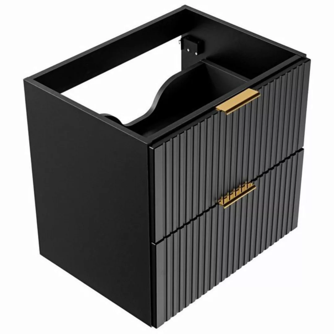 Lomadox Waschbeckenschrank ADELAIDE-56-BLACK schwarz mit gerilllter Front 6 günstig online kaufen