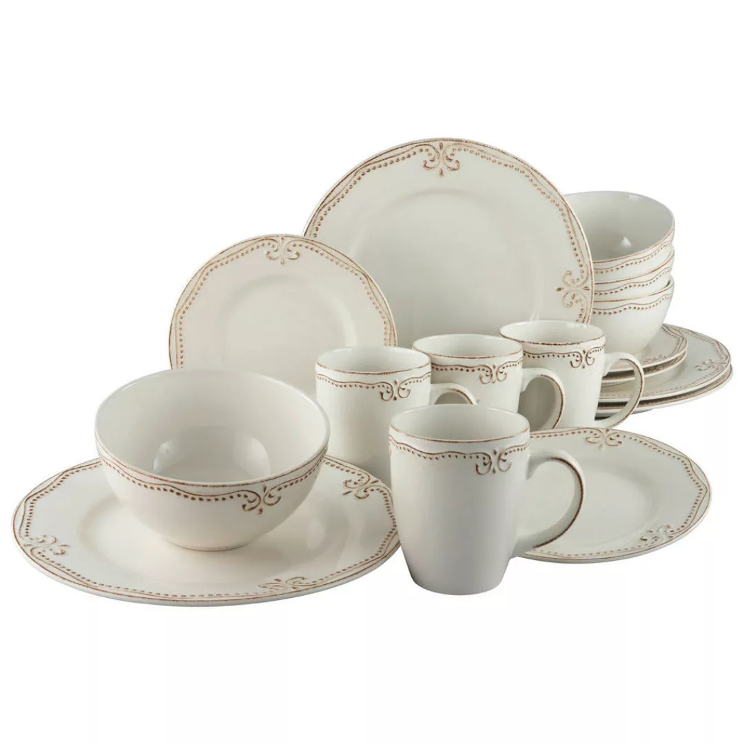 CreaTable Kombiservice Romantic Vintage creme Keramik 16 tlg. günstig online kaufen