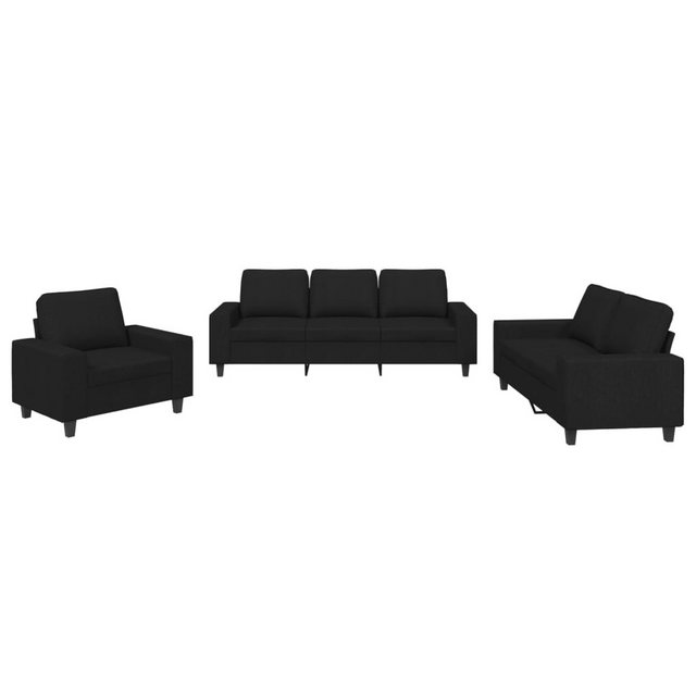 vidaXL Sofa Sofagarnitur Set mit Kissen Stoff, 3-tlg., Schwarz günstig online kaufen